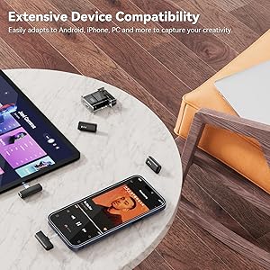 LEVN Wireless Microphone for iPhone/Android/PC, USB-C/Lightning Plug & Play, AI Noise Cancel, 328ft Range, 30H Battery Life with Charging Case, iPhone Microphone for TikTok, YouTube, Vlogging