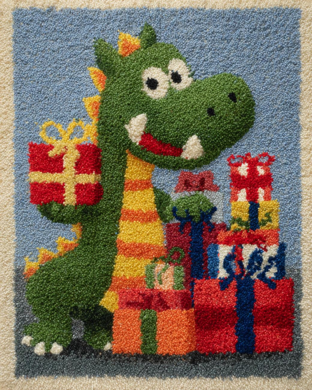 AMBATTERY Large Rug Making Kit Cartoon Dragon 55x75cm