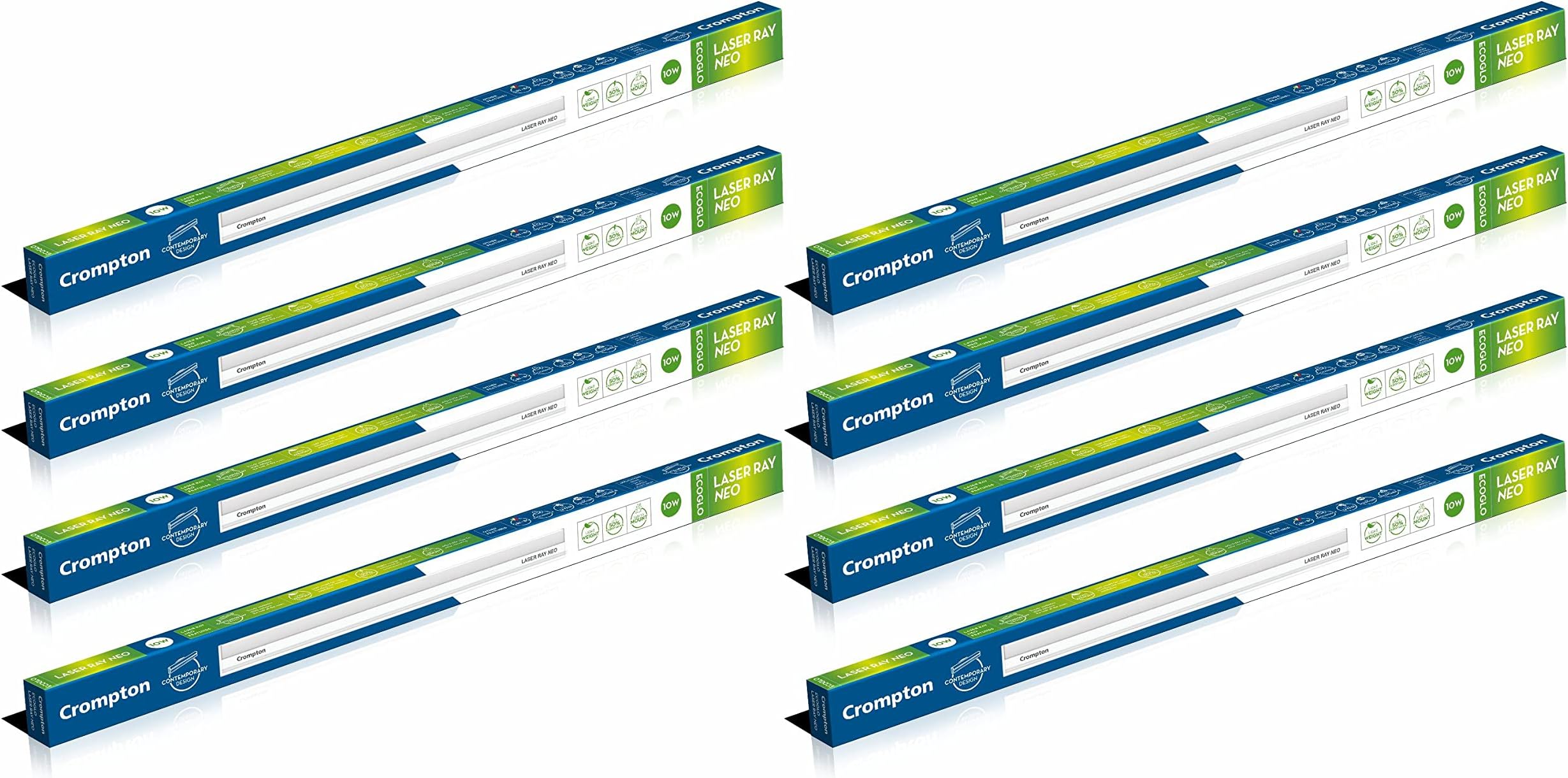 Crompton Laser Ray Neo 2 Feet 10W LED Batten (Cool Daylight) - Pack of 8