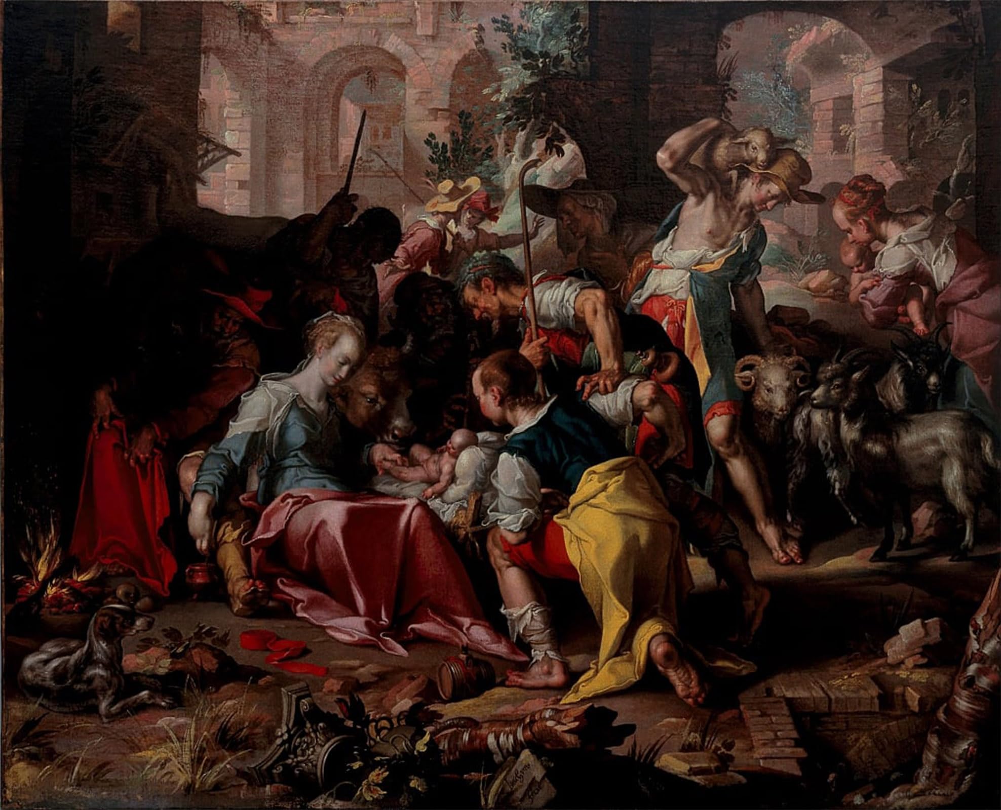POSTERIIk Vintage Art Print Images Pictures Print the Adoration of the Shepherds by Joachim Wtewael or Utewael Modern Colour Posters for Office Home Decor 60x90cm