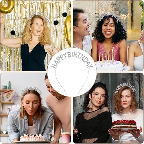 Miniatura 6 de Vin Beauty Tiara de cumpleaños para mujer, diadema de feliz cumpleaños, diadema dorada, diadema de cumpleaños, diadema de cumpleaños para mujeres y