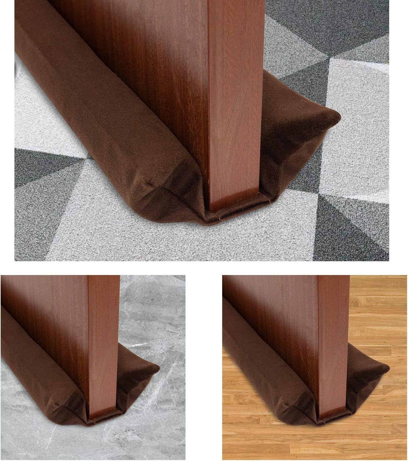 FALIDI Under Door Draft Stopper-Twin Draft Guard Bottom of Door Draft Blocker 36 inch Adjustable(Peach,Brown)