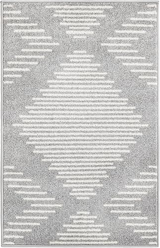 Rugs.com Kai Collection - Alfombra de pelo mediano de 2 x 3 pies, color gris y marfil, perfecta para salas de estar, cocinas, entradas