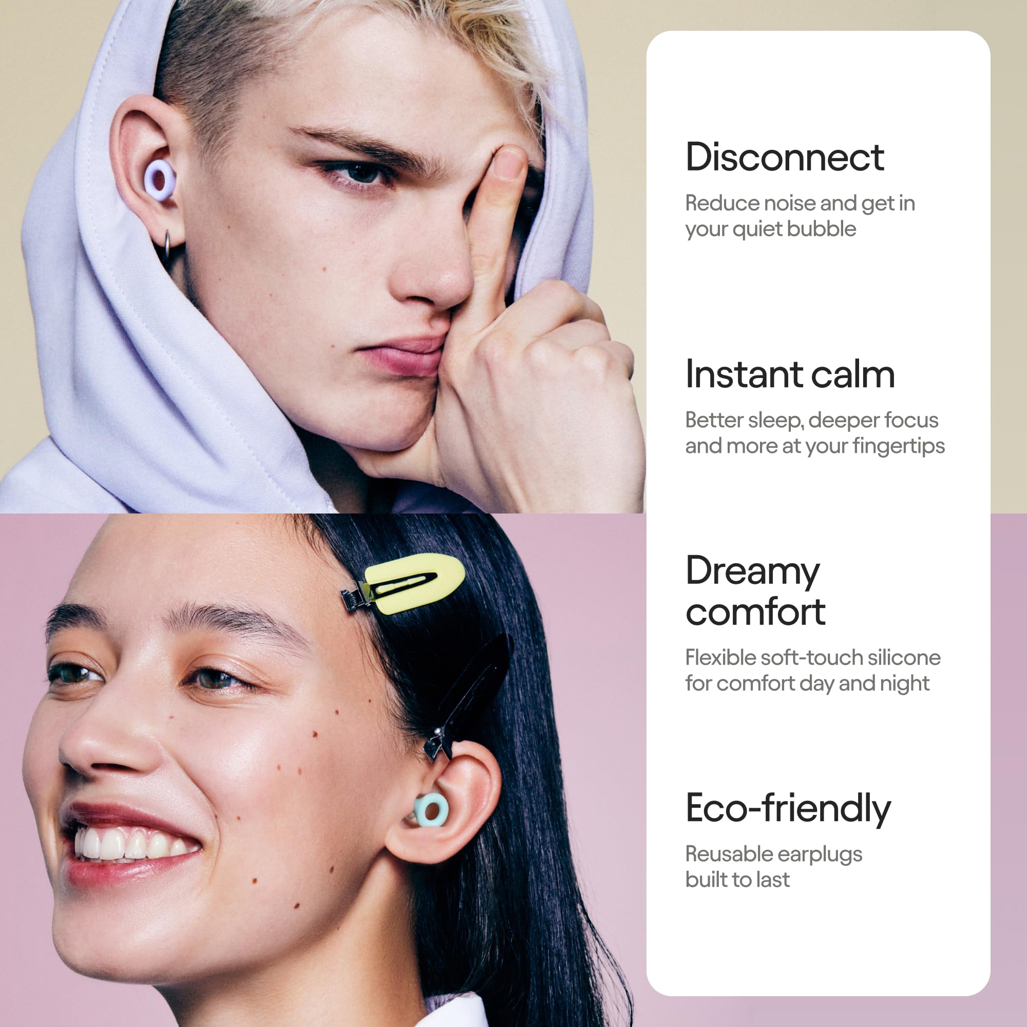 Loop Earplugs, coffret Quiet (lot de deux) – 2x Loop Quiet 2 | Bouchons d’oreille souples et réutilisables pour le sommeil, la concentration, les voyages et la sensibilité au bruit | Taille ajustable,