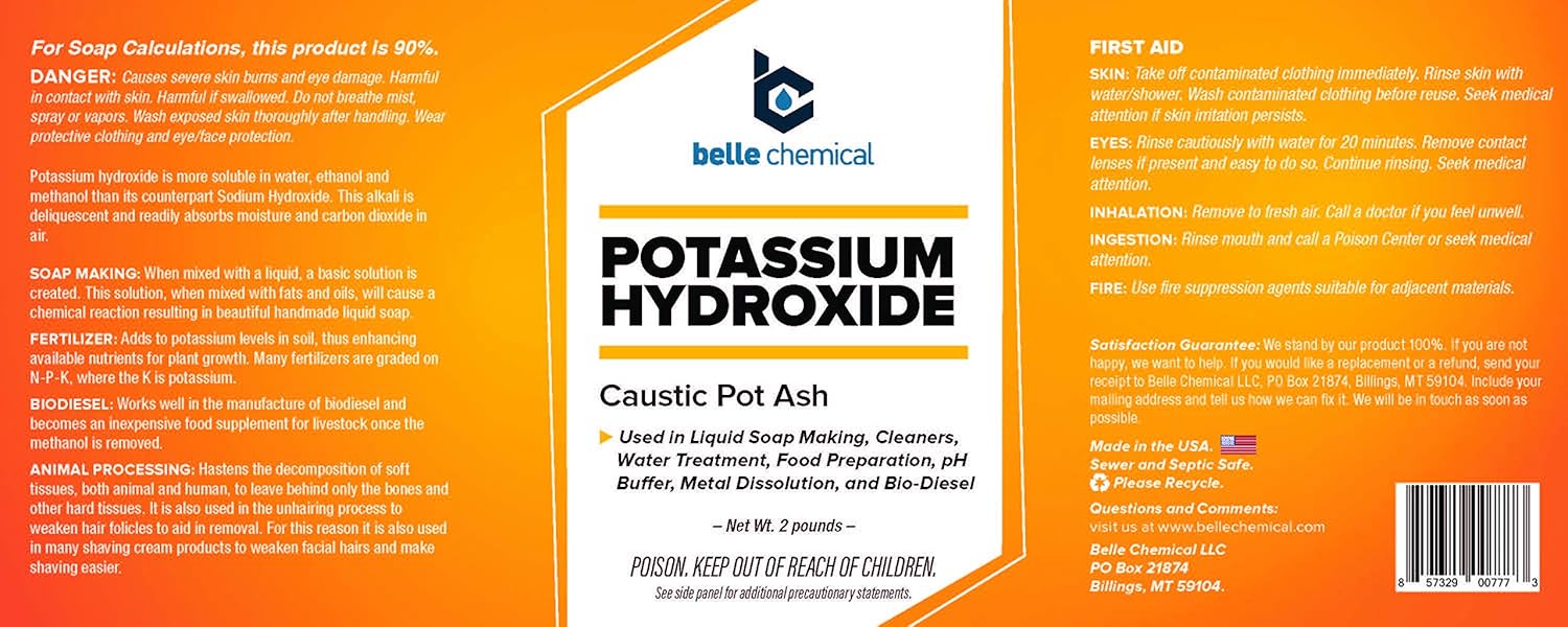 Hidróxido de potasio (grado alimenticio) FCCUSP 90 (2 libras) Yaxa Store