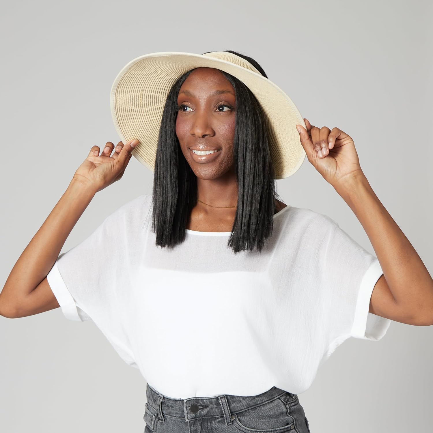 Women's Water Repellent Roll Up Visor - Sun Protection UPF 50+ Natural - Image 2