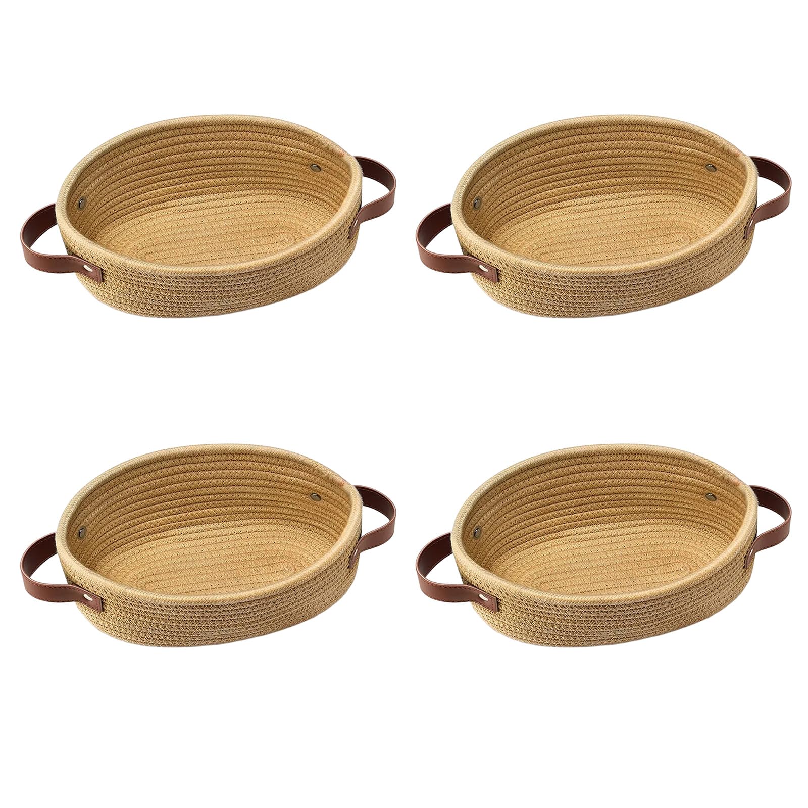 MICFENY 4pcs Oval Cotton Rope Storage Baskets Sturdy Cotton Rope Storage Baskets Organization Bin for Everyday Use