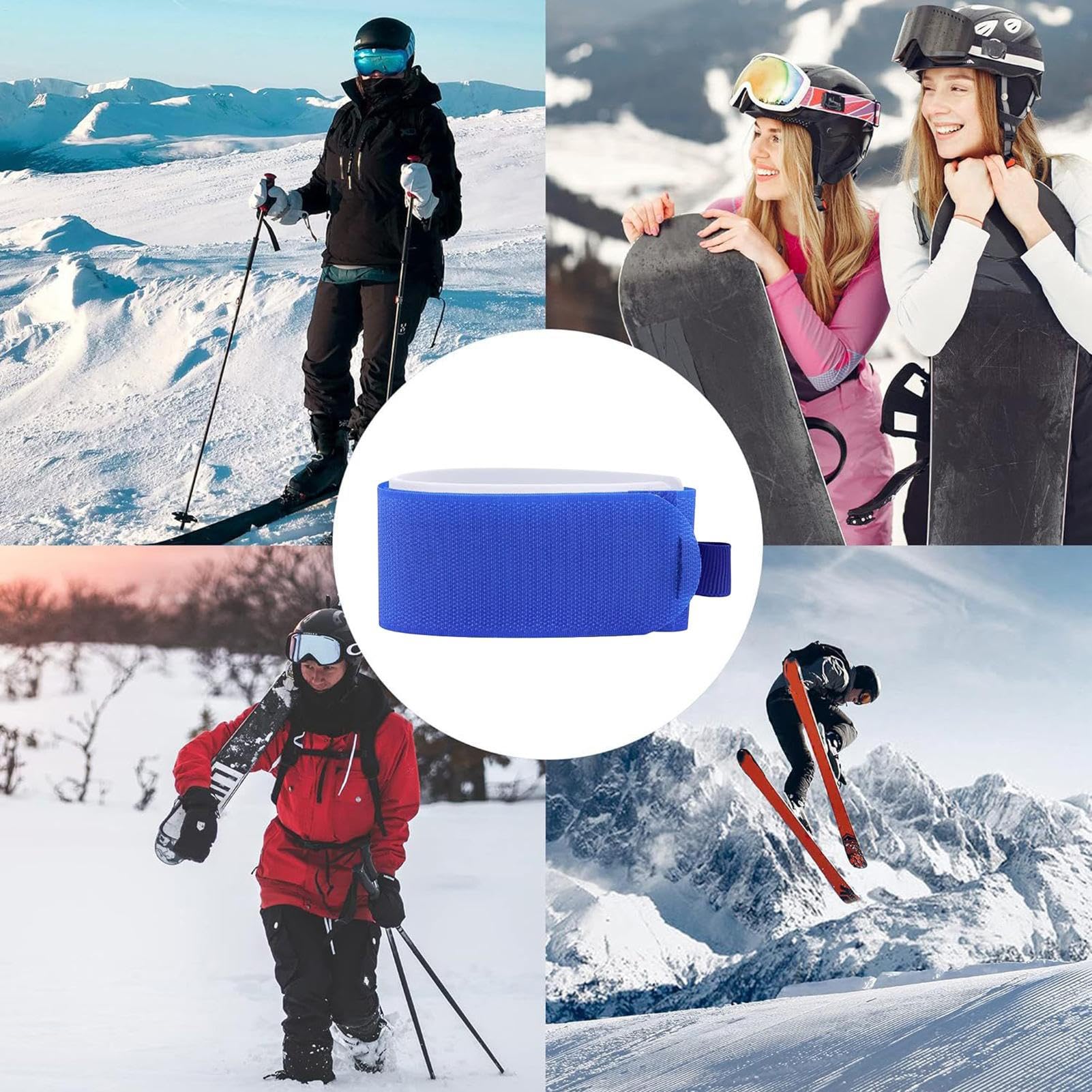 Cinghie porta sci, lacci per snowboard e sci, 4 cinghie regolabili in nylon, cinghie per il trasporto, accessori per sport invernali