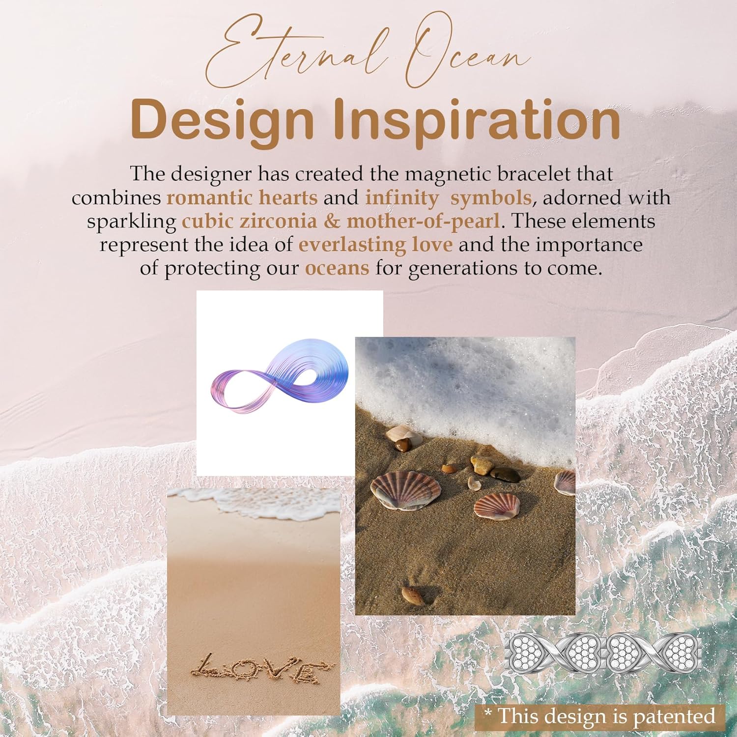 Feraco Magnetic Bracelets for Women with 3800 Gauss Effective Magnets, Stainless Steel Bracelet with Sparkling Zirconia, Infinite Symbol - Image 5