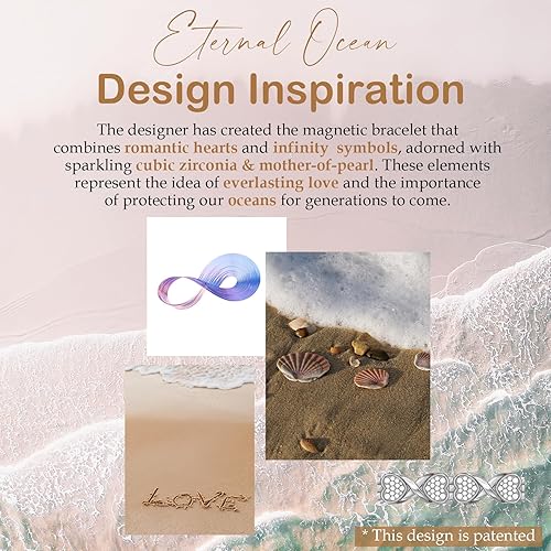 Miniatura 5 de Pulseras magnéticas Feraco para mujer con imanes efectivos de 3800 Gauss, pulsera de acero inoxidable con zirconia brillante, símbolo infinito