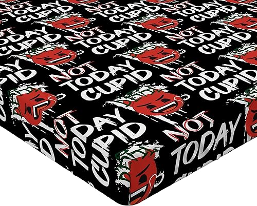 Miniatura 3 de Ambesonne Emoji - Sábana bajera ajustable con diseño de grunge Not Today Cupid con patrón de cara sonriente malvada, funda de cama con bolsillo