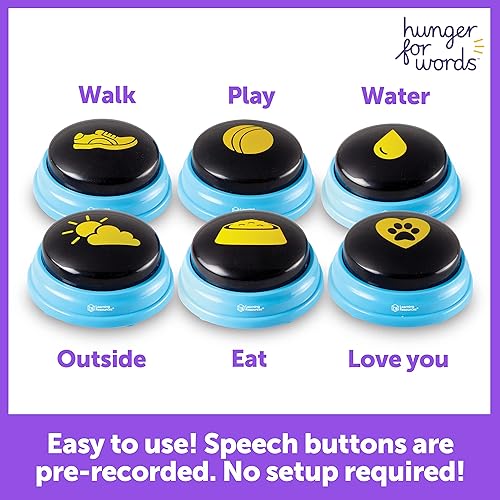 Miniatura 3 de Hunger For Words Talking Pet Essential Words - Juego de 6 botones de voz pregrabados para perros, botones de comunicación para perros