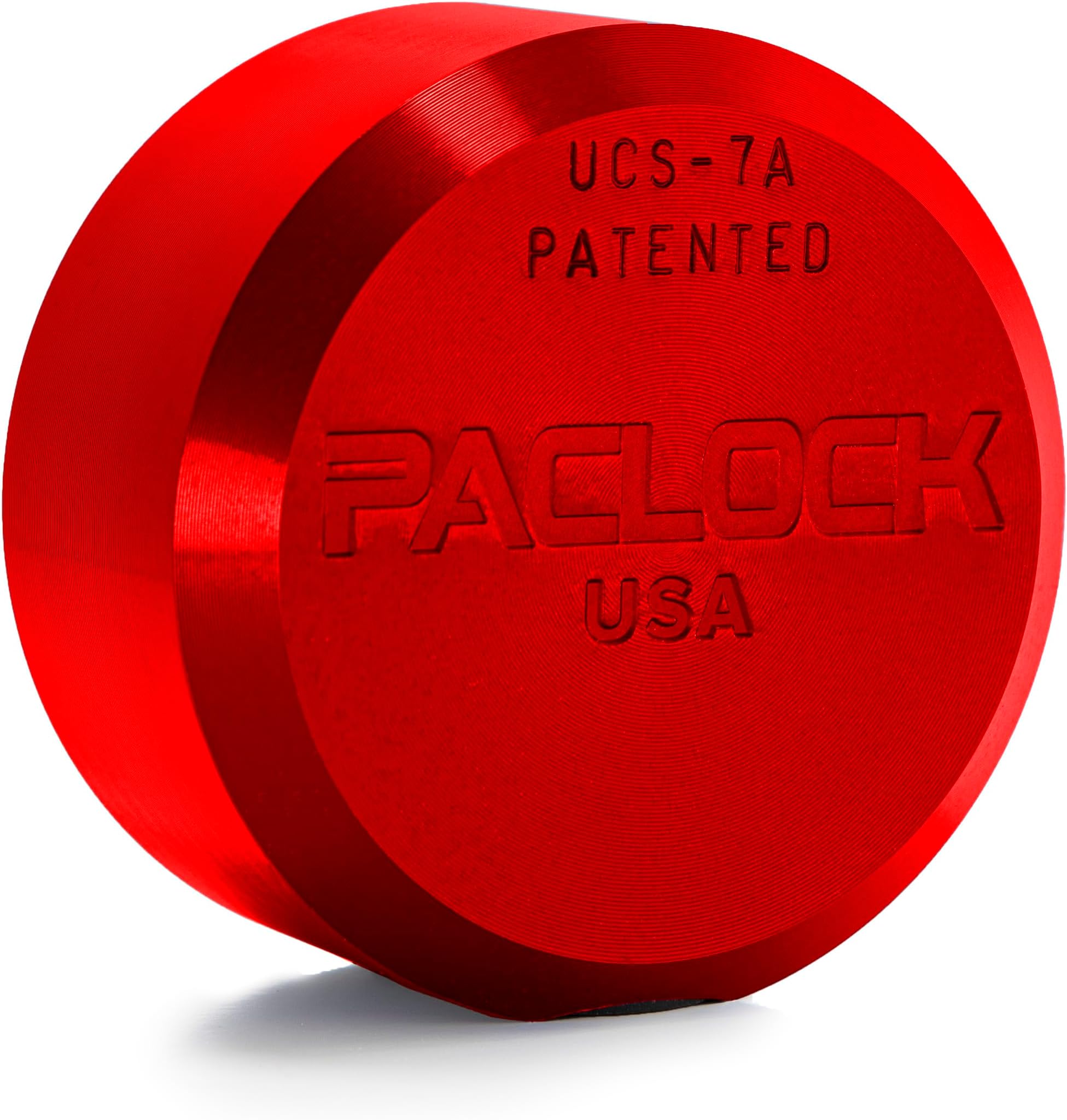PACLOCK's 7-Series Flat Back Puck w/Tapped Holes, UCS, High Performance 6-Pin Cylinder, One Lock Keyed to a Number U-Pick! w/ 2 Keys, Red