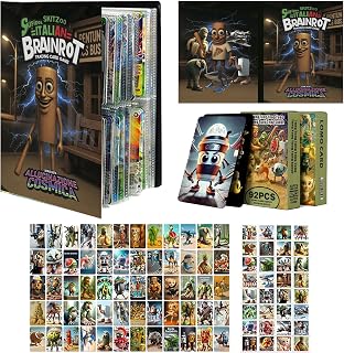 Italian Brainrot Sammelkartenset, Bringen Sie ein Tung Tung Tung Sahur Kartenbuch mit 60 Einzigartige Karten & 32 Sticker, Kinder, Jugendliche, Feste und Partys