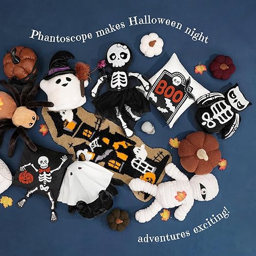 Miniatura 7 de Phantoscope - Paquete de 4 fundas de cojín con estampado de Halloween, frase en inglés Happy Halloween, diseño de serpiente, ojo del tótem, búho,