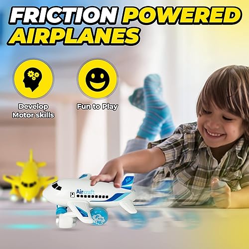Miniatura 19 de Avión eléctrico Bump and Go Bou A380, para niños, acción divertida, gran modelo plano con luces y sonidos atractivos, cambia la dirección