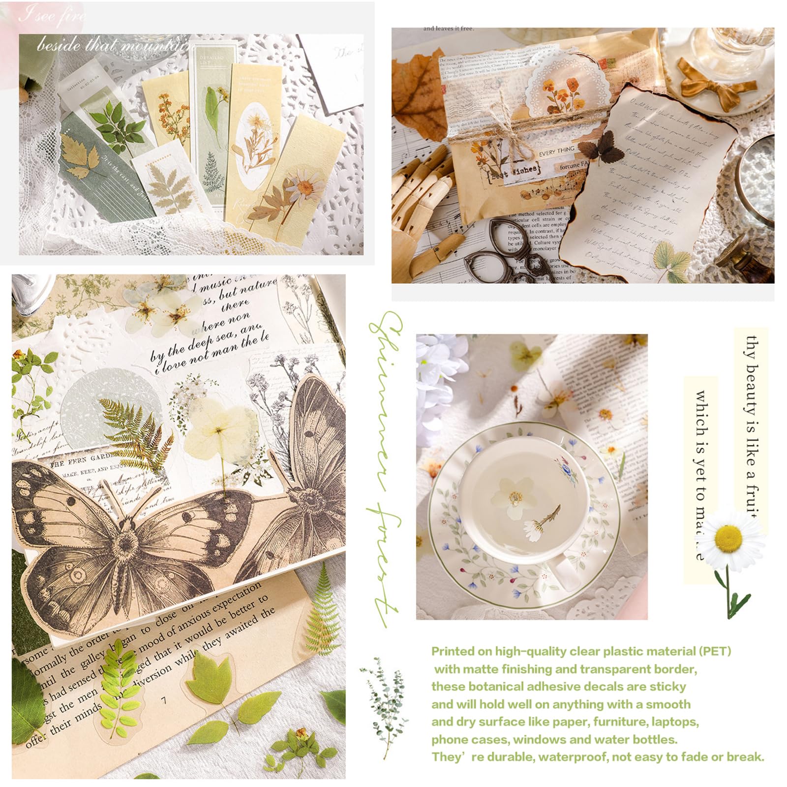 Maxleaf Pressed Flower Stickers Set, 270PCS Dried Flowers Waterproof Stickers Decals Floral Botanical Journaling Stickers for Scrapbook Supplies Junk Journal Bullet Journal Planner Laptops Art Crafts - Image 8