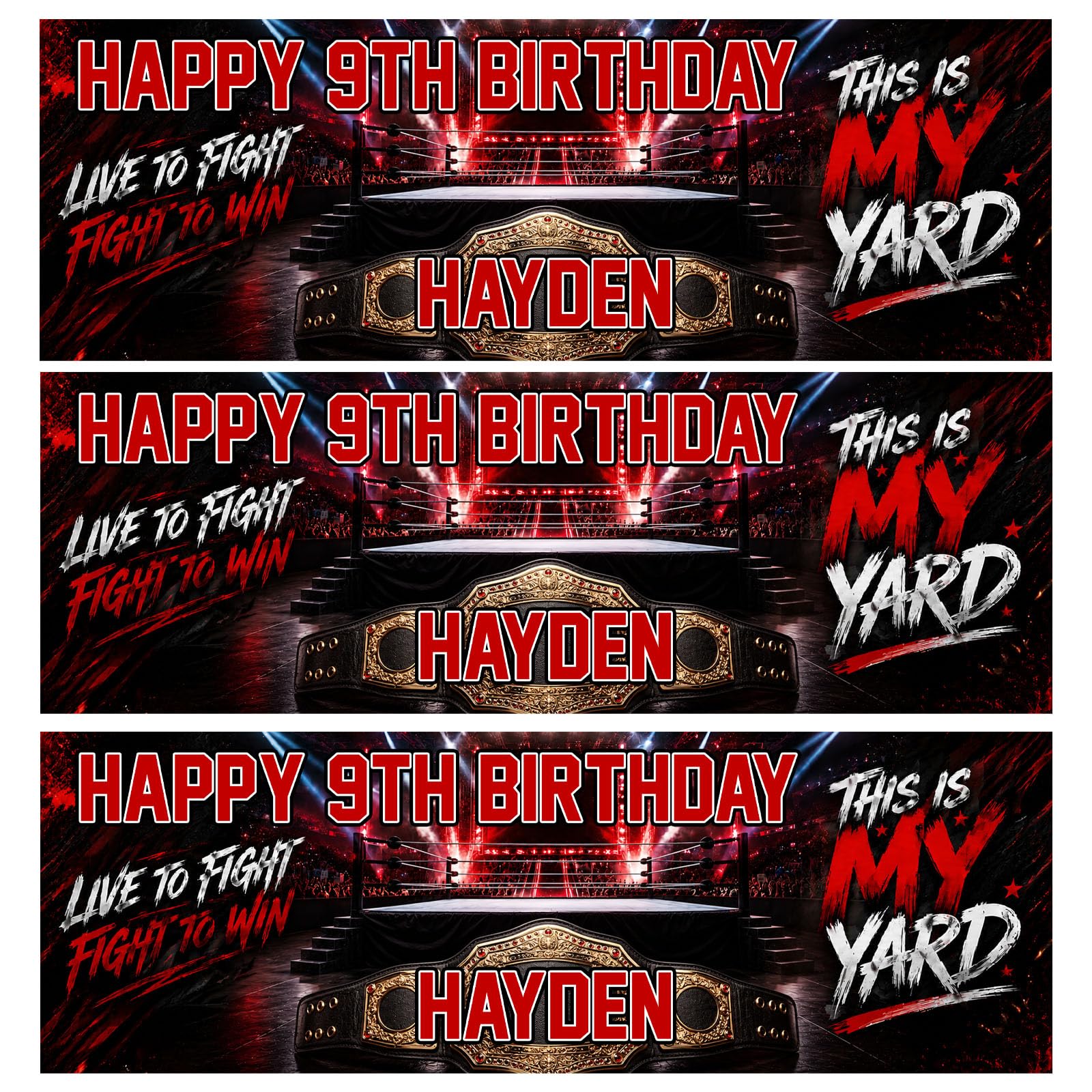 Wrestling Birthday Banners - Personalised Wrestling Banners - Party Supplies - Wrestling Personalised Party Supplies - 2 banners per pack