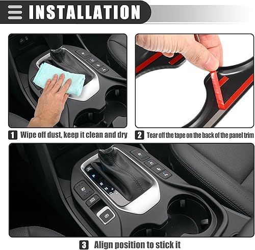 Miniatura 4 de Motoforti Panel de cambio de marchas de fibra de carbono con control central, adhesivo decorativo para el panel de cambio de marchas, para Dodge
