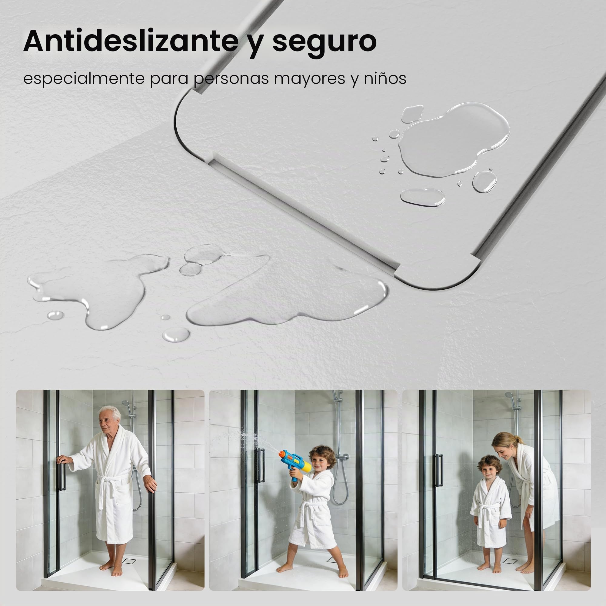 HOROW Plato de Ducha 80 x 90 cm Extraplano, Antideslizante, Acrílico Blanco con Textura de Piedra - Ducha Completa Incluye Desagüe y Tapa, 4 cm de Altura, Fabricación en Una Pieza Sin Fugas