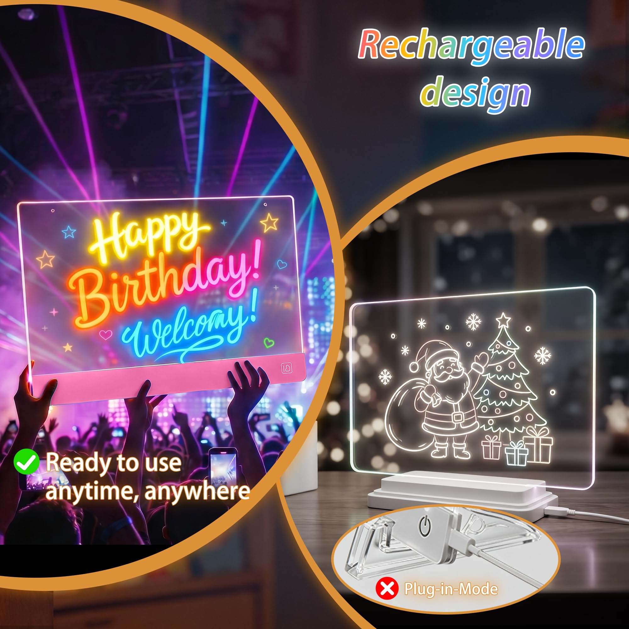 Wiederaufladbare LED-Zeichenbrett, Leuchttafel Schreibtafel mit 4 Lichtverlaufsmodi, 35 × 26 cm LED Maltafel Kinder & Notizboard, Inklusive 12 Stifte, Aufhängekette,Ständer, Kreatives Geschenk(Rosa)