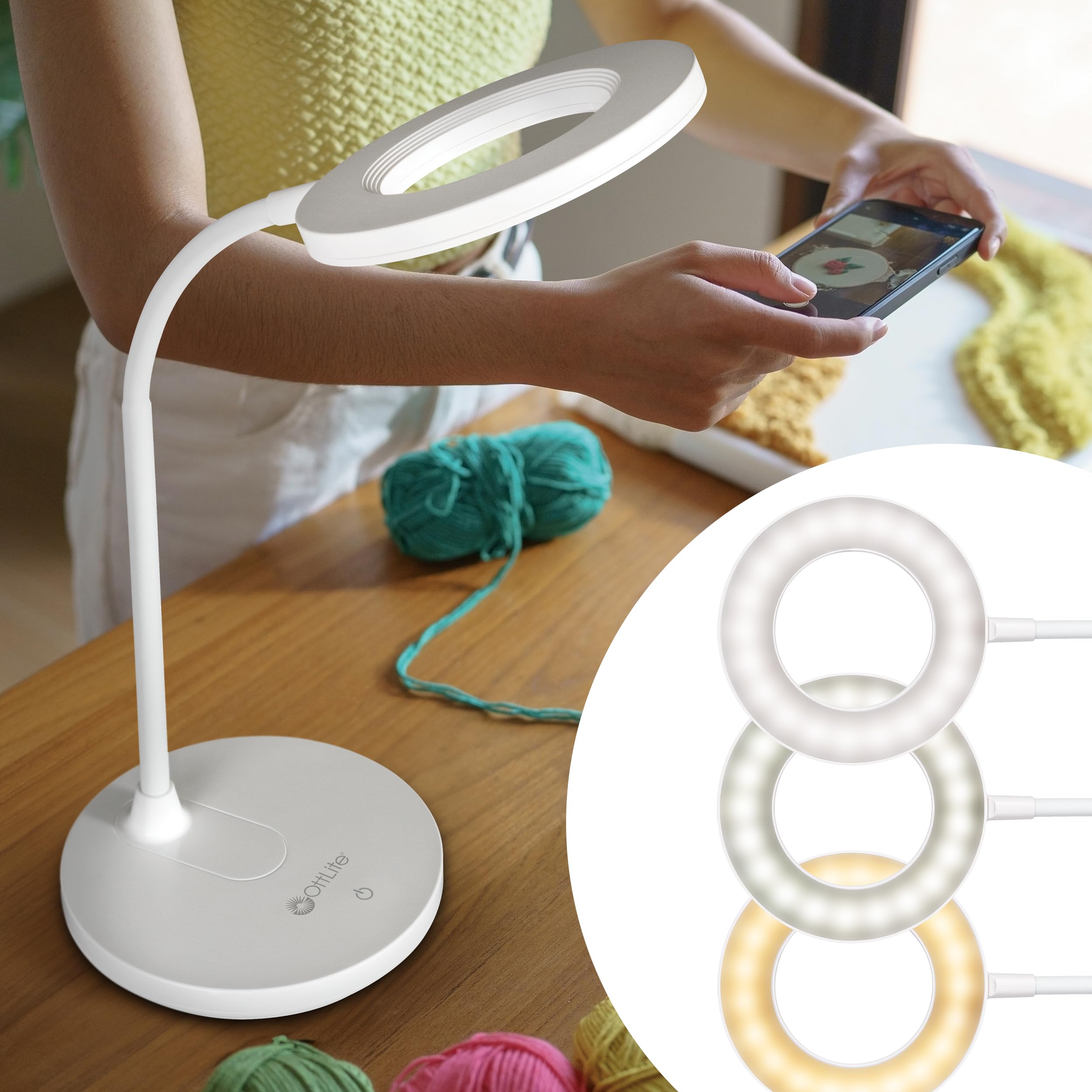 OttLite Vibe LED Ring Light, Rechargeable, 3 Color Temperatures