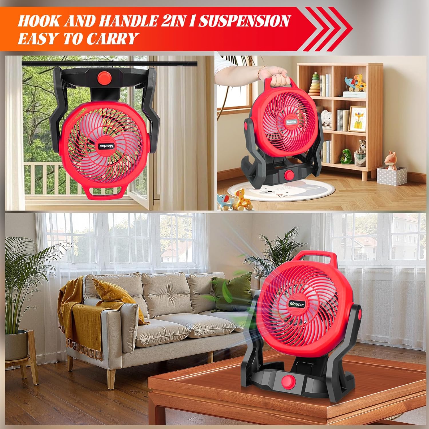 Jobsite Fan, Cordless Fan Compatible with Milwaukee M18 18V Battery(Tool Only) - with AC Adapter. 650 CFM Variable Speed for Workshop, Outdoor, Indoor or Camping. (Battery Not Included)