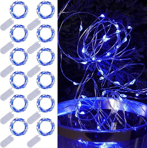 Miniatura 15 de WATERGLIDE Guirnalda de luces con pilas incluidas, 24 unidades, 20 luces LED, 7 pies, impermeable, cable plateado, luciérnaga, estrellas, bricolaje