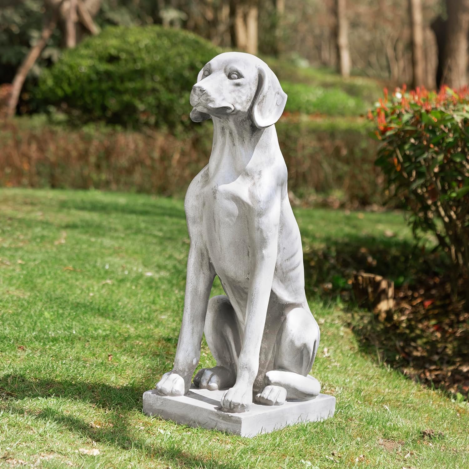 Glitzhome GH20382 Sitting Labrador Retriever Dog Statue, 28.25 Inch, Antique Beige