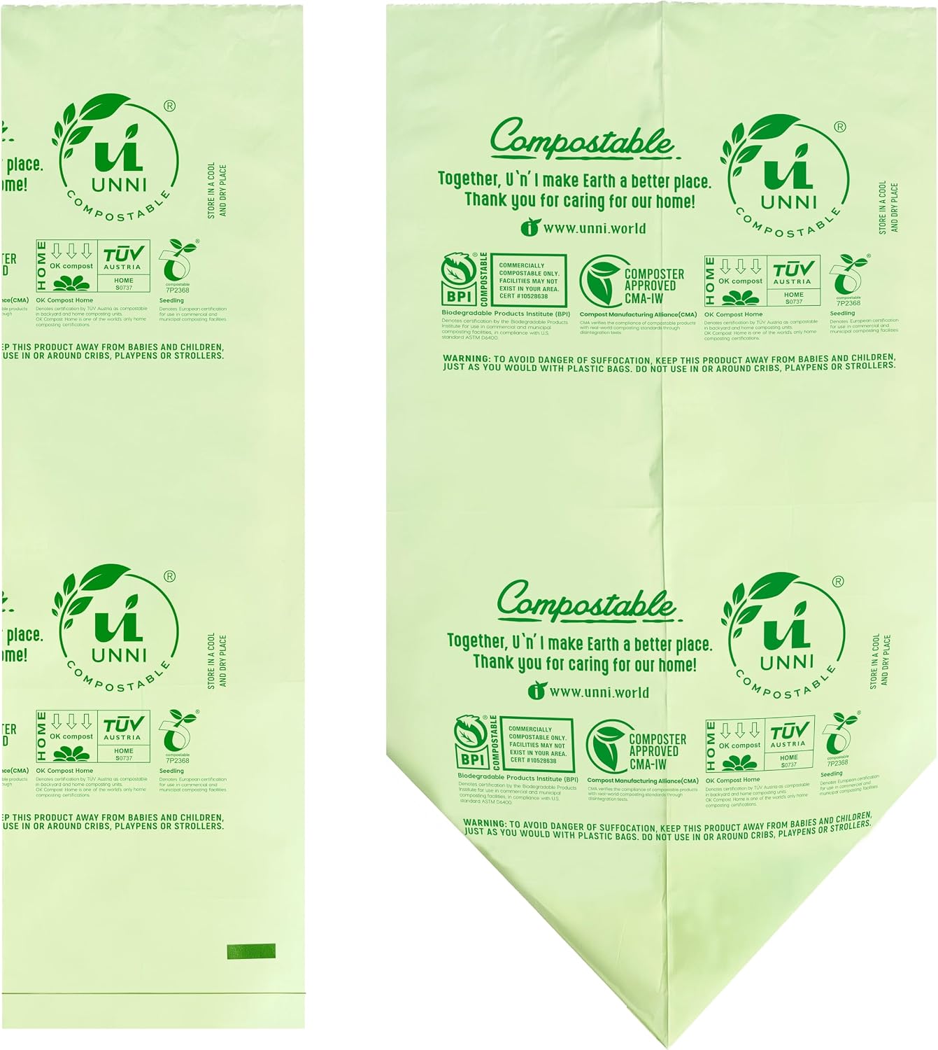 UNNI 50-55 Gallon Compostable Bags, 10 Count, 208 L, Extra Thick 1.38 Mil image 3