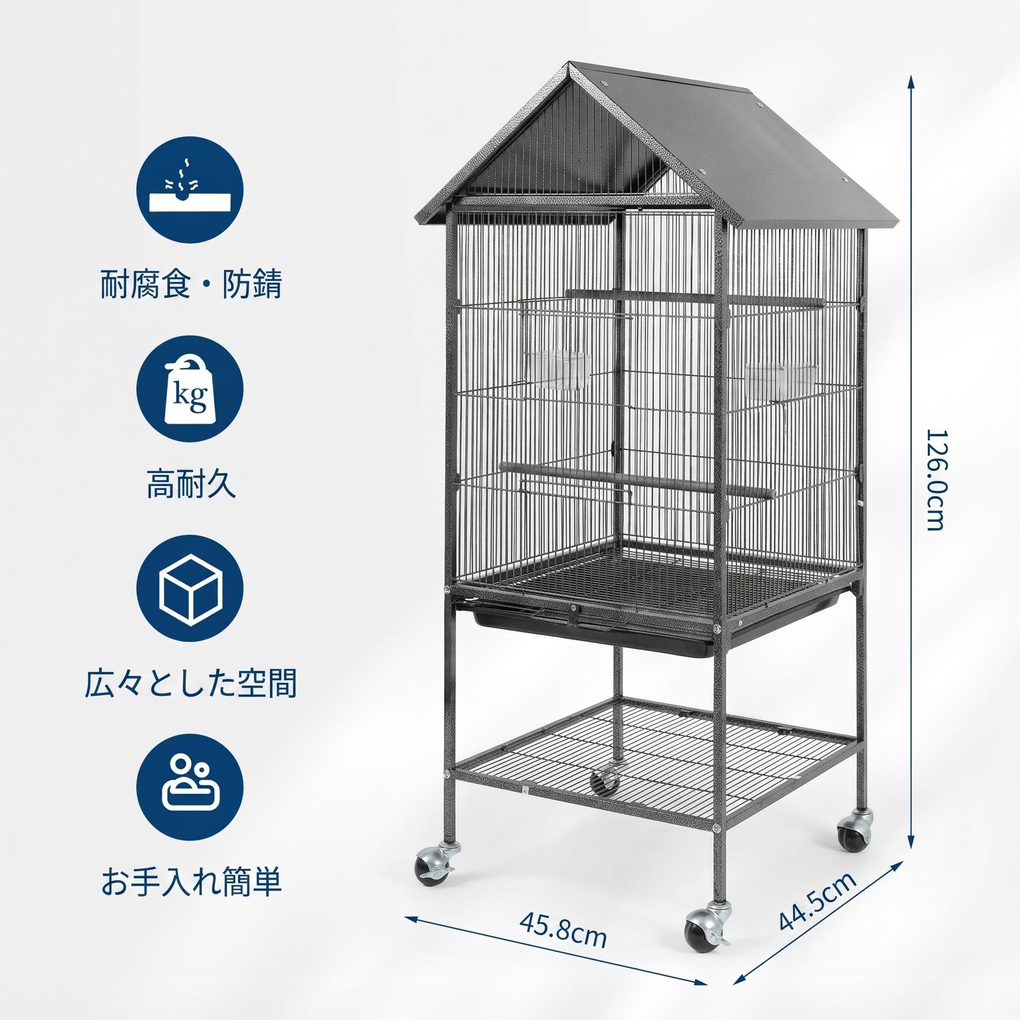 Amazon | Garvee 鳥かご 鳥ケージ 大型バードケージ 2段 高さ126cm