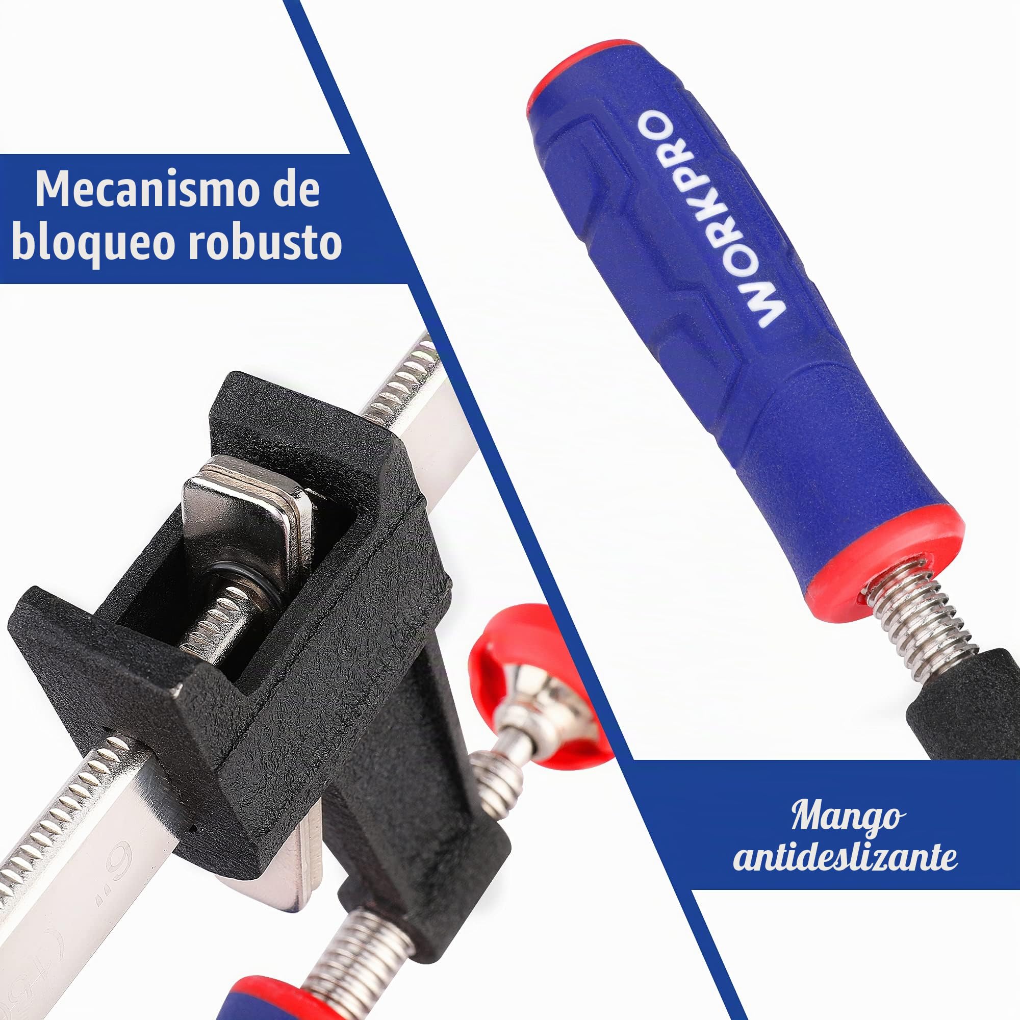 WORKPRO Sargento de Barra 2 Piezas, Juego de Abrazadera de Barra Metálica 300mm, Sargento de Tornillo de Liberación Rápida, Fuerza Máxima de Sujeción 272kg para Carpintería Madera | Sargentos de Tornillo con Liberación Rápida, Fuerza Máxima de Sujeción de