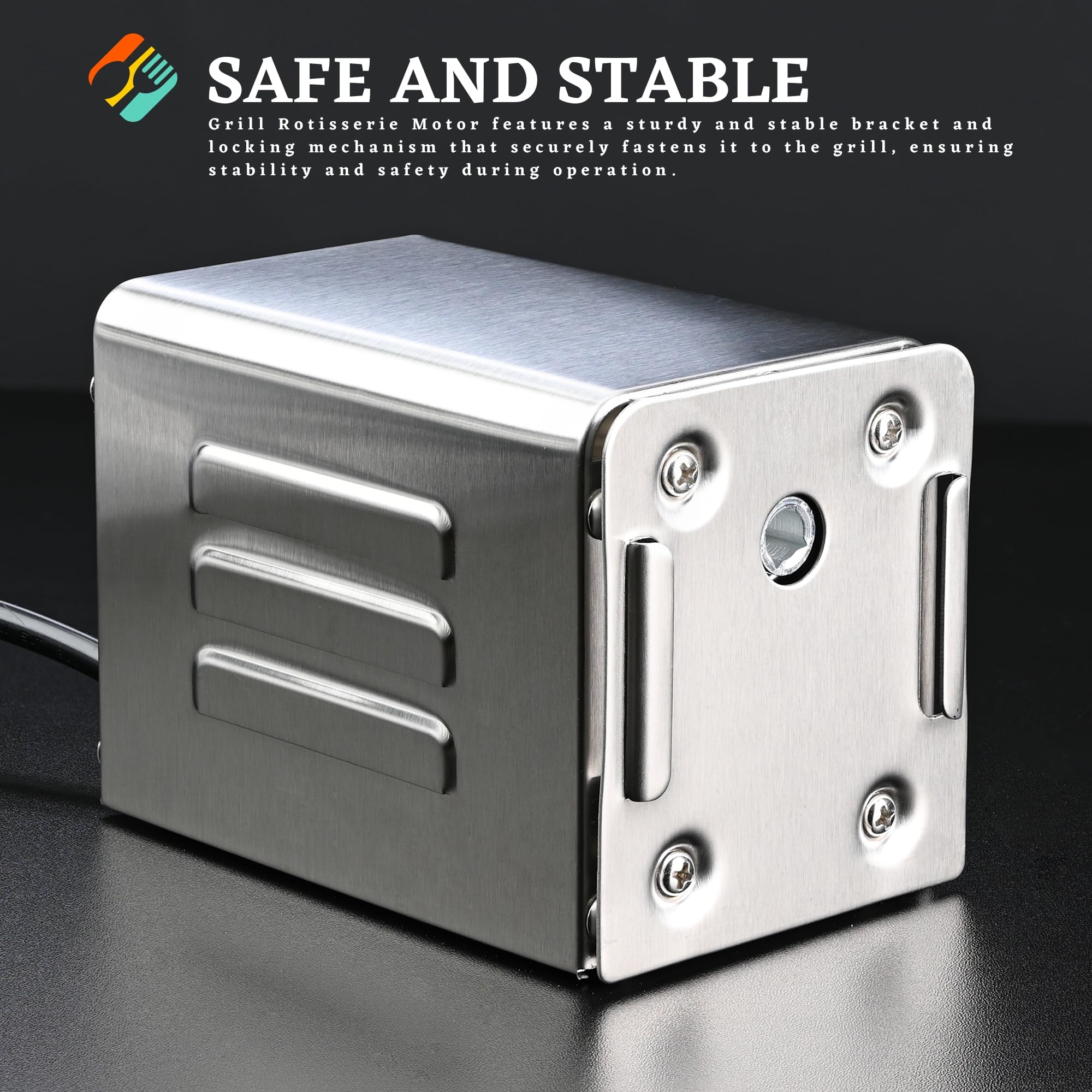 Electric Grill Rotisserie Motor 110V 15W Stainless Steel BBQ Spit Rotisserie Motor 90LB / 40KG for Goat Pig Chicken Roaster