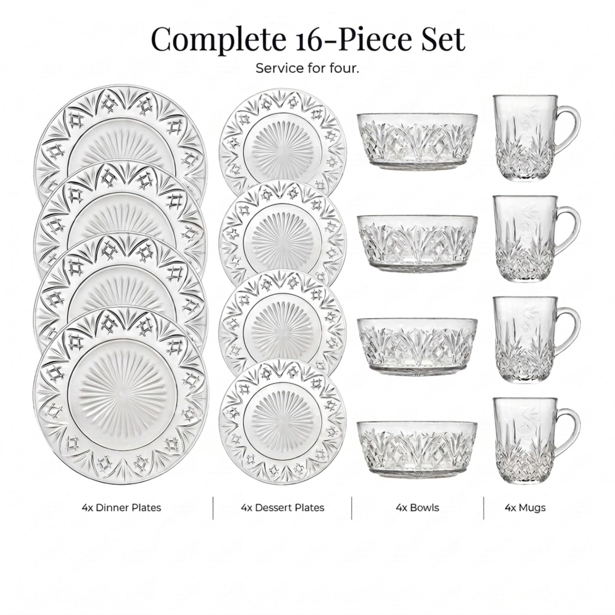 Godinger Dublin Dinnerware Set - Includes Dinner Plates Dessert Plates Bowls and Mugs - Set of 16 product thumbnail 3