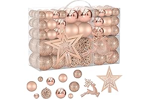 102PCS Assorted Rose Gold Christmas Ornaments
