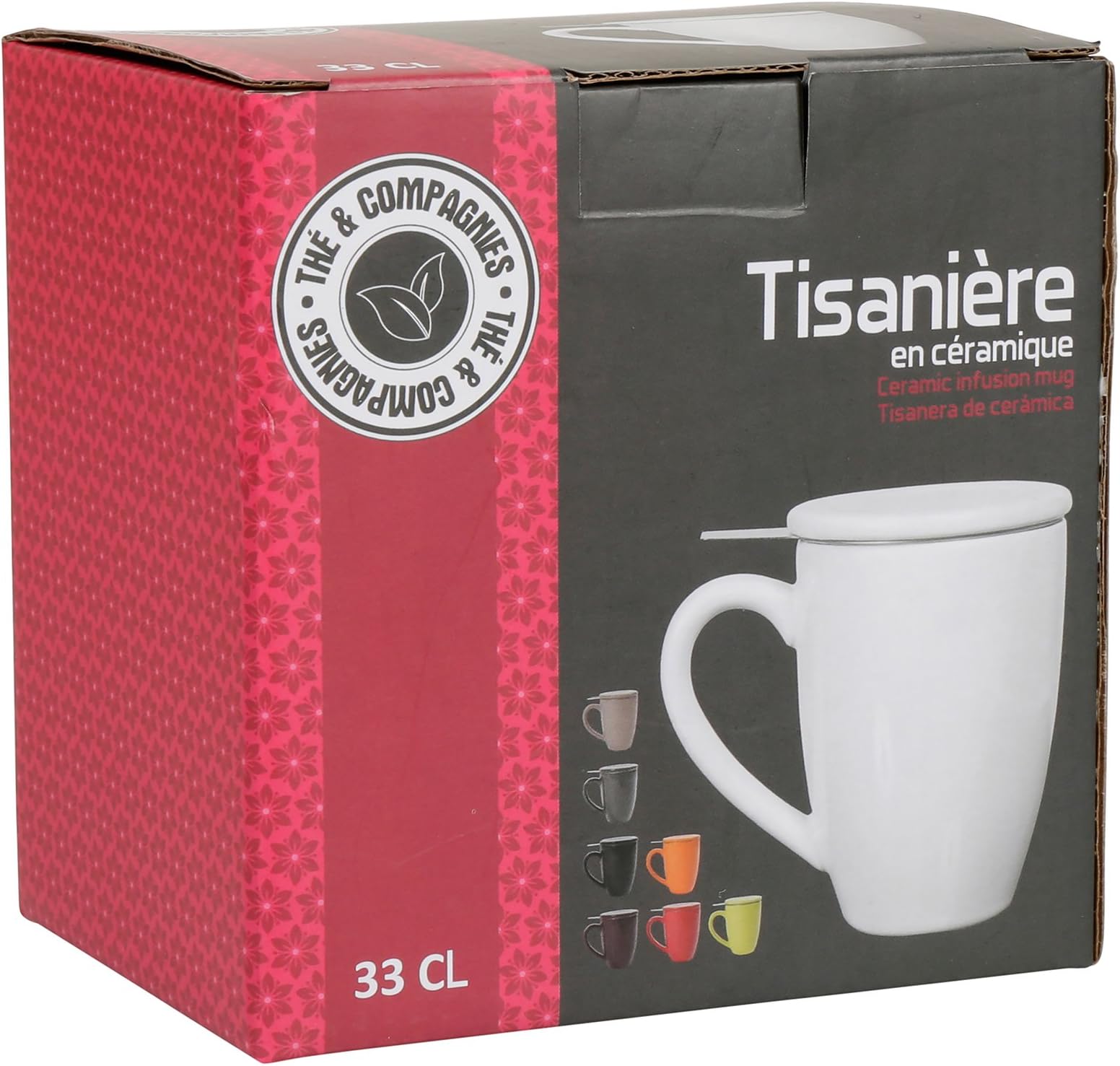 Sema 99842 Ceramic Infusion Mug with an Eiffel Tower Design - 8.7 x 8 x 15.1 cm - Grey