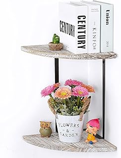 NEX 2~Tier Corner Shelf Floating Wall Mount Round End Shelves for Living Room  B - Compare price