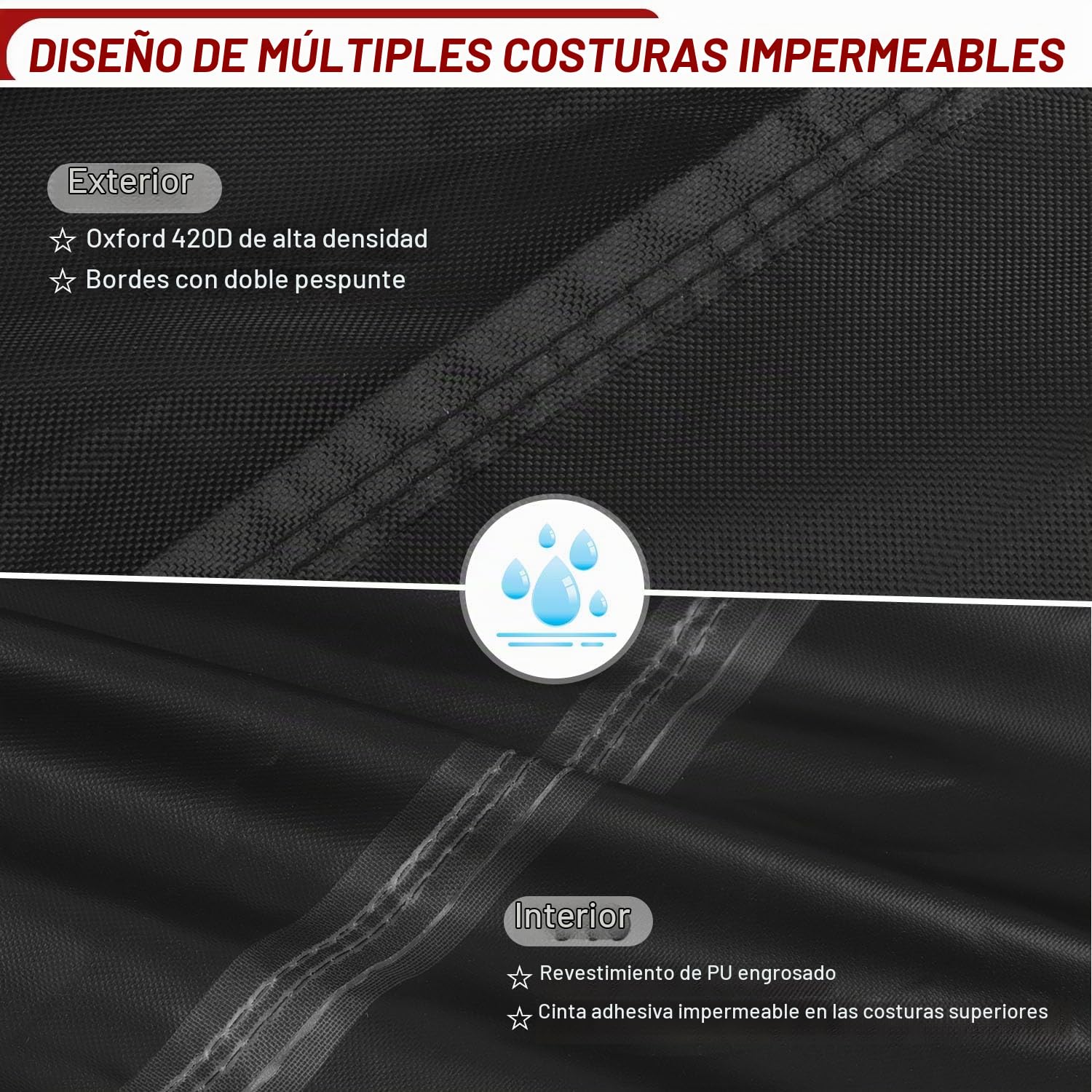 LAMUNI Funda de Sofa Exterior en L Funda para Sofa de Esquina, 420D Oxford Funda Muebles Jardín en Forma L Funda sofa Esquinero Jardin Impermeable Cubierta de Sofá de Exterior, 180x260x90x80/60cm