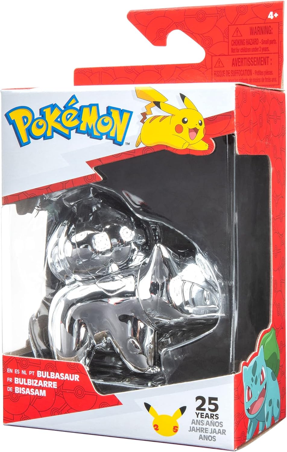 Jazwares Pokémon 25th Celebration 3-inch Silver Bulbasaur Figure - Pokémon Fan Must Have Toy - Officially Licensed 25th Anniversary Product from