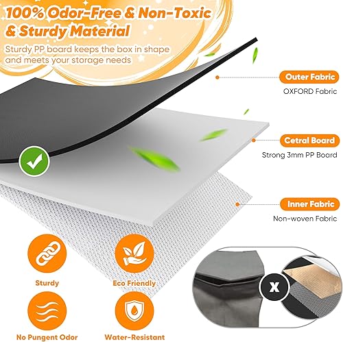 Miniatura 3 de Caja de juguetes extragrande, organizador de almacenamiento plegable con tapas, caja de juguetes de animales lindos para niños y niñas, 40 x 14 x 16