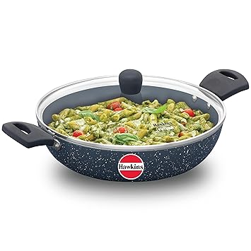 Hawkins Nonstick Pro Pasta Pan, 28 cm Diameter, Induction Frying Pan, Granite Fry Pan (ICP28G)