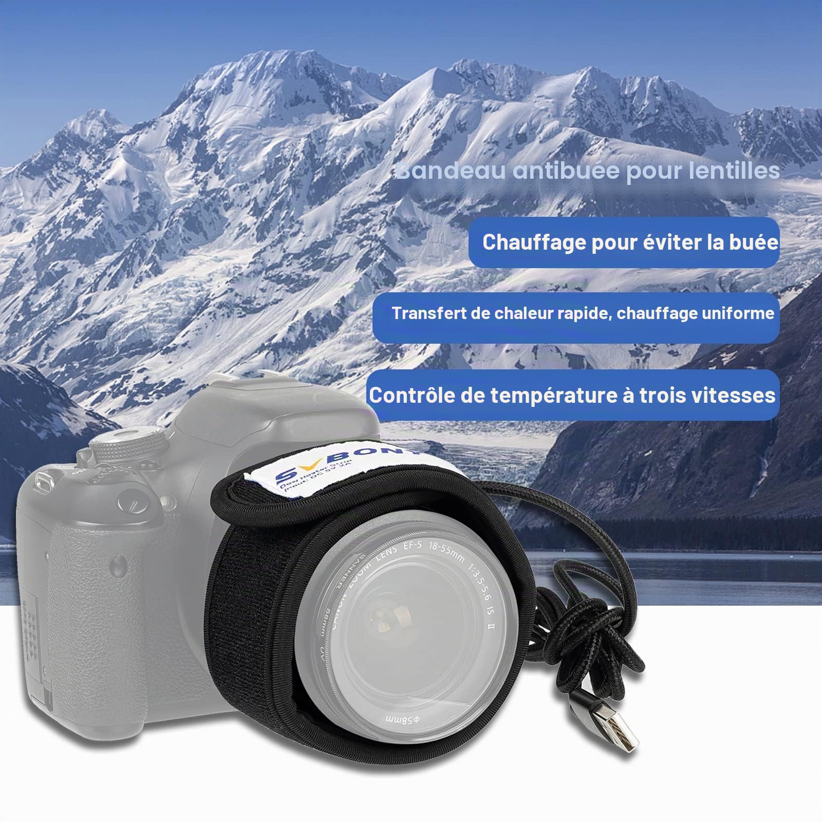 Svbony SV172 Bande Chauffante Anti-Bué, Chauffe Objectif Bande, 240mm Régulateur de Température Anti Gel et Buée pour Appareil Photo Télescopique