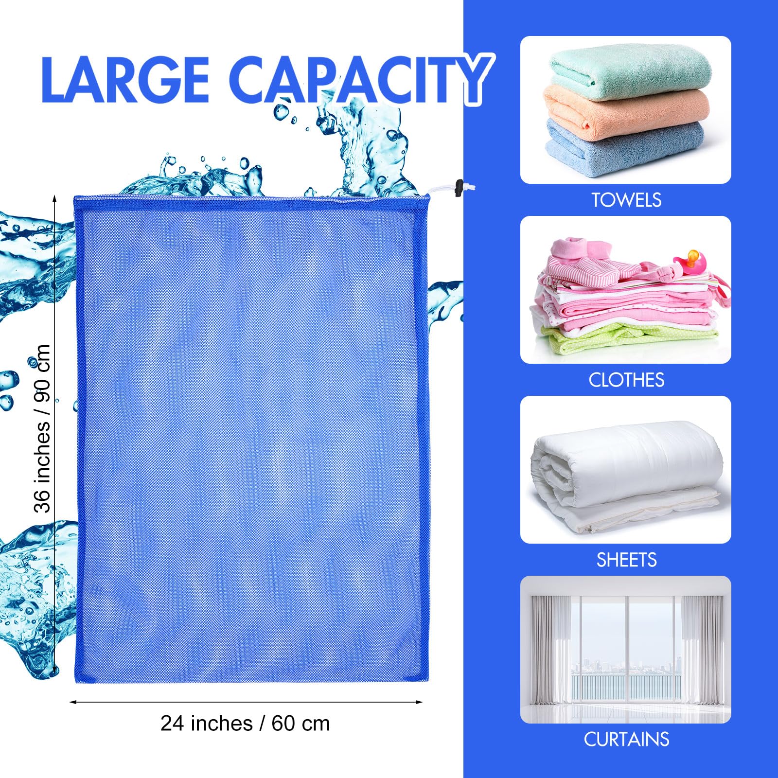 Berlune Paquete de 30 bolsas de malla grandes de 24 x 36 pulgadas para lavandería, bolsas de lavado, material de malla resistente cerrado con cordón, fábrica, universidad, dormitorio, viajes y