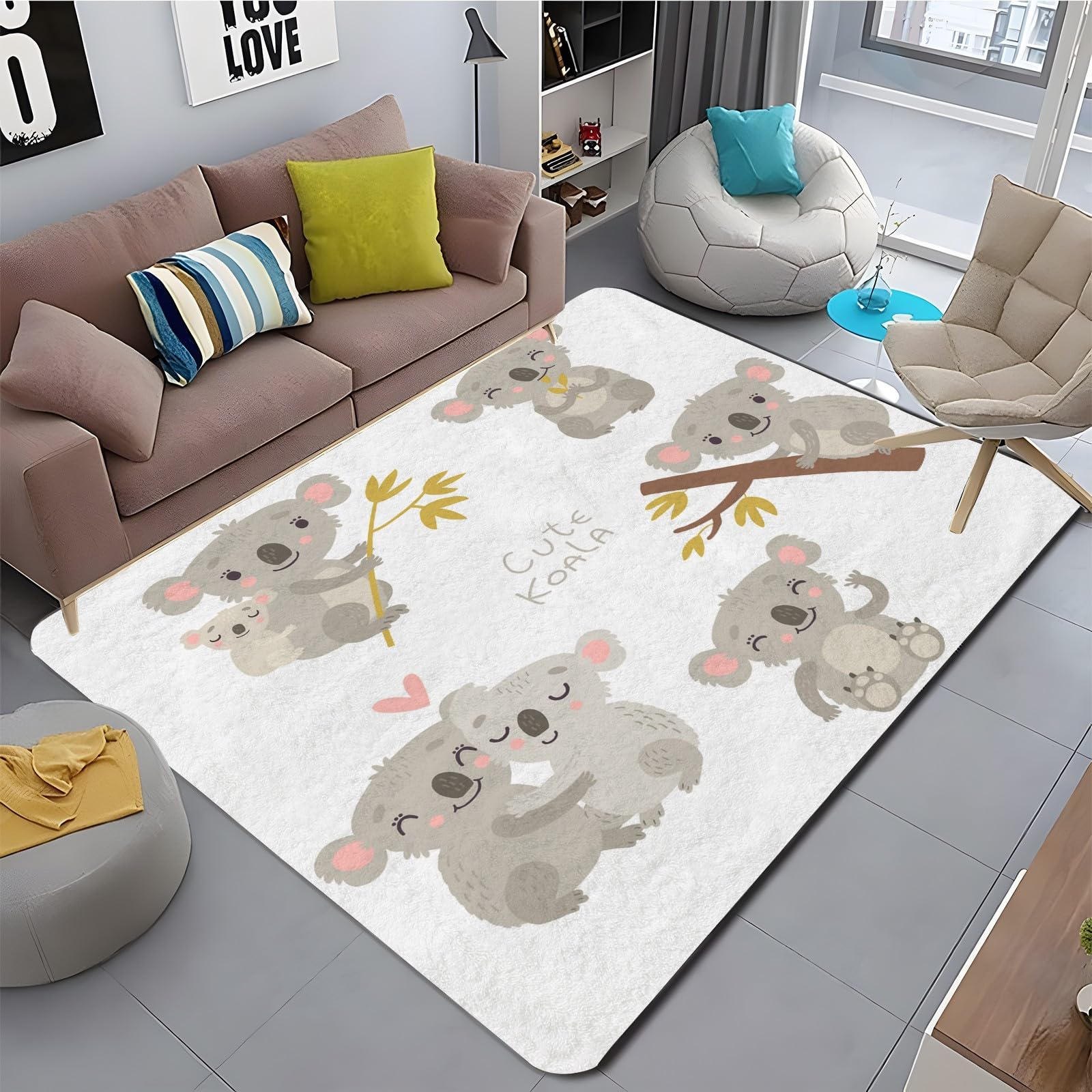 Amazon | カーペット コアラ ラグマット 2畳 絵画 絨毯 185x185