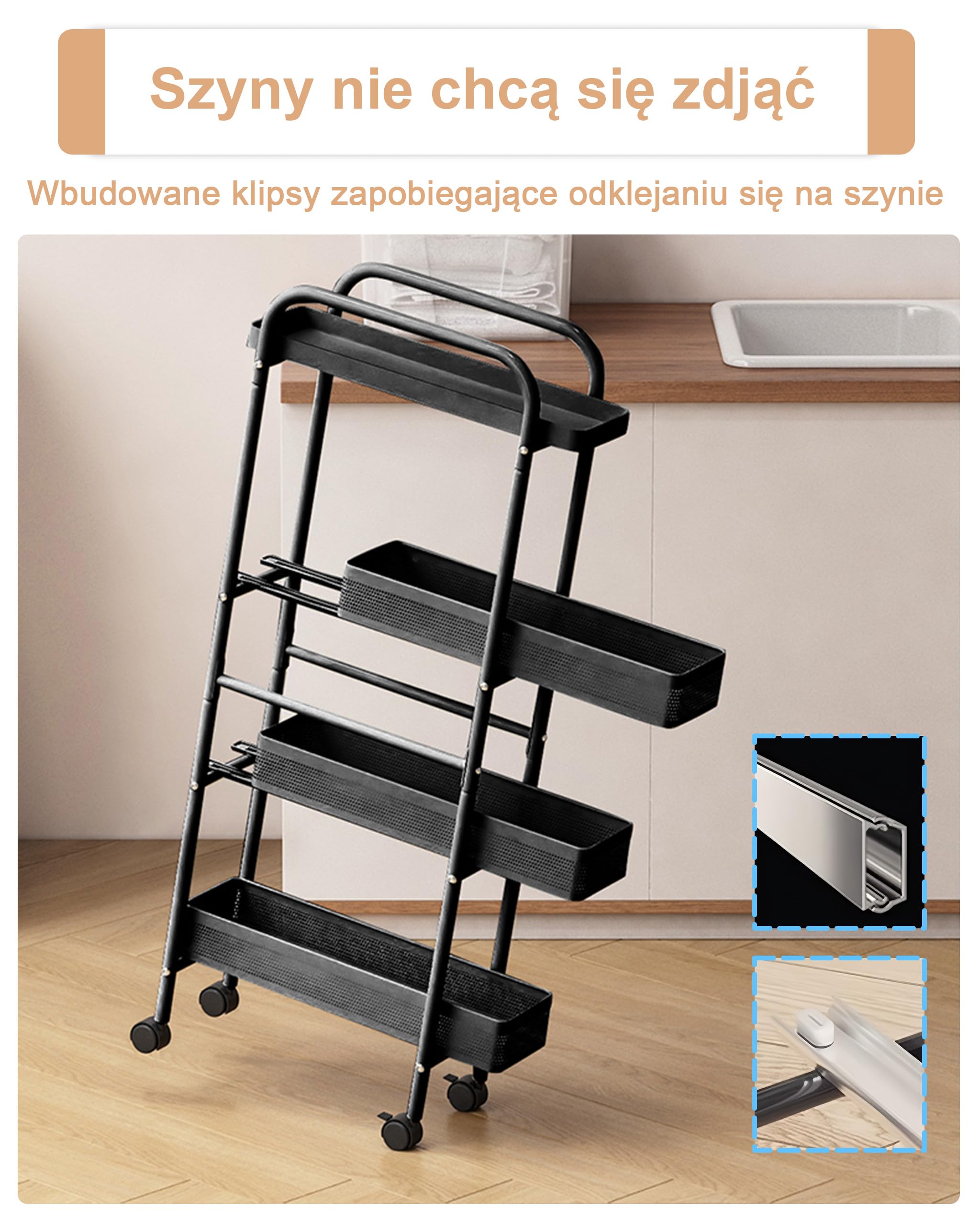 UMDONX Wózki Kuchenne Wąski z Wysuwanymi Szufladami