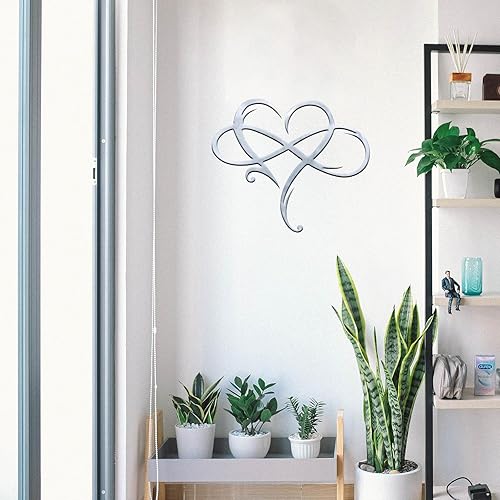 Miniatura 8 de MayLove-US Decoración de pared de metal con corazón infinito, decoración única de pared de corazón infinito, placa de amor, arte geométrico de