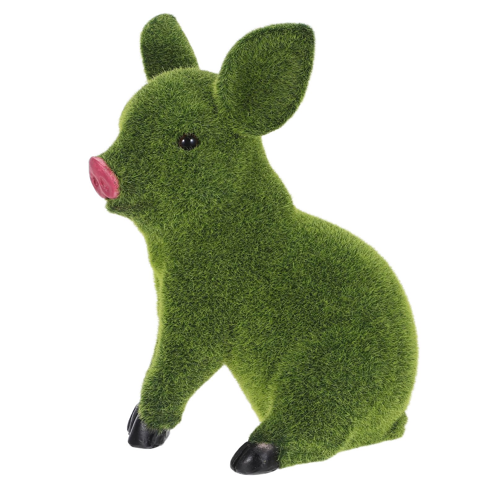 Sculpture de jardin en résine finition velours cochon vert