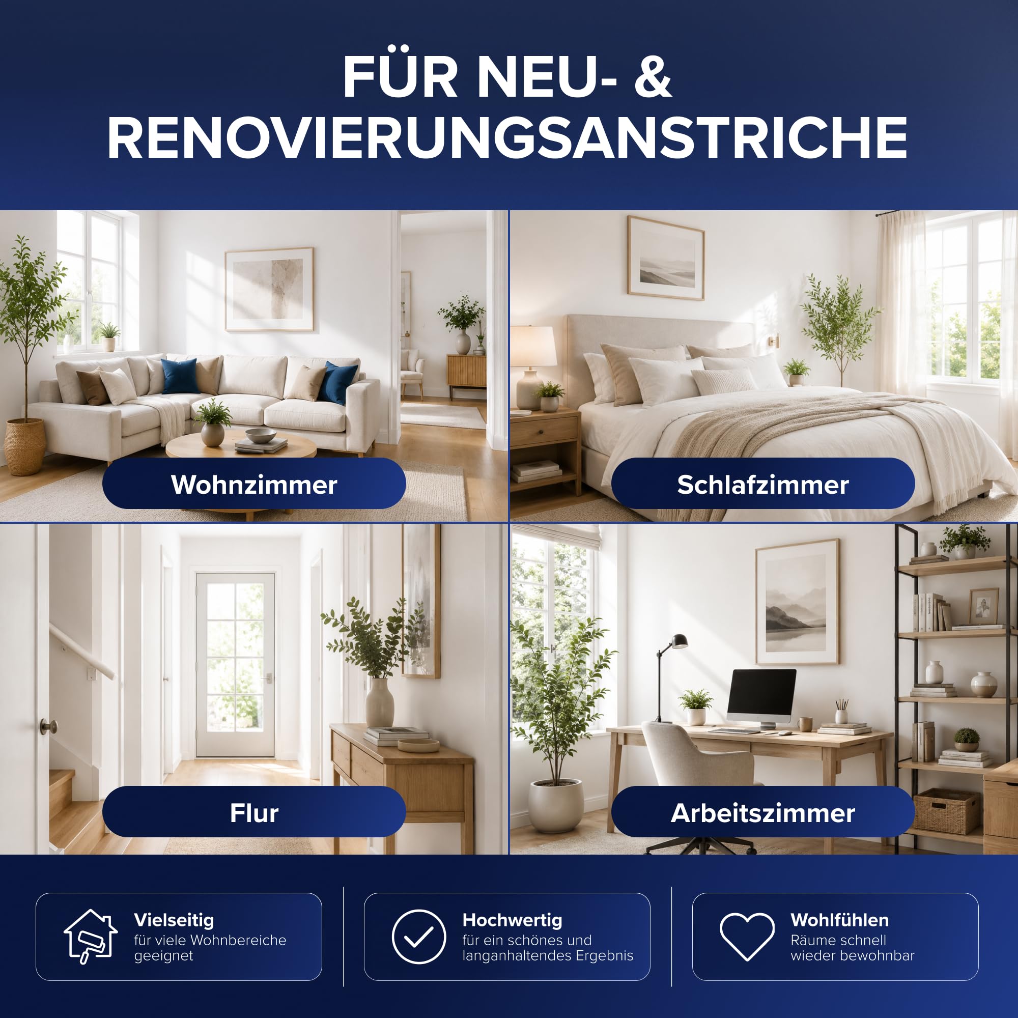 Plid Schneeweiß Wandfarbe Weiß Matt 10L – Hochdeckende Innenfarbe | Polarweiß | Wände & Decken | ca. 60 m² | Hohe Deckkraft | Schnell trocknend | Geruchsarm | Spritzarm | Made in Germany