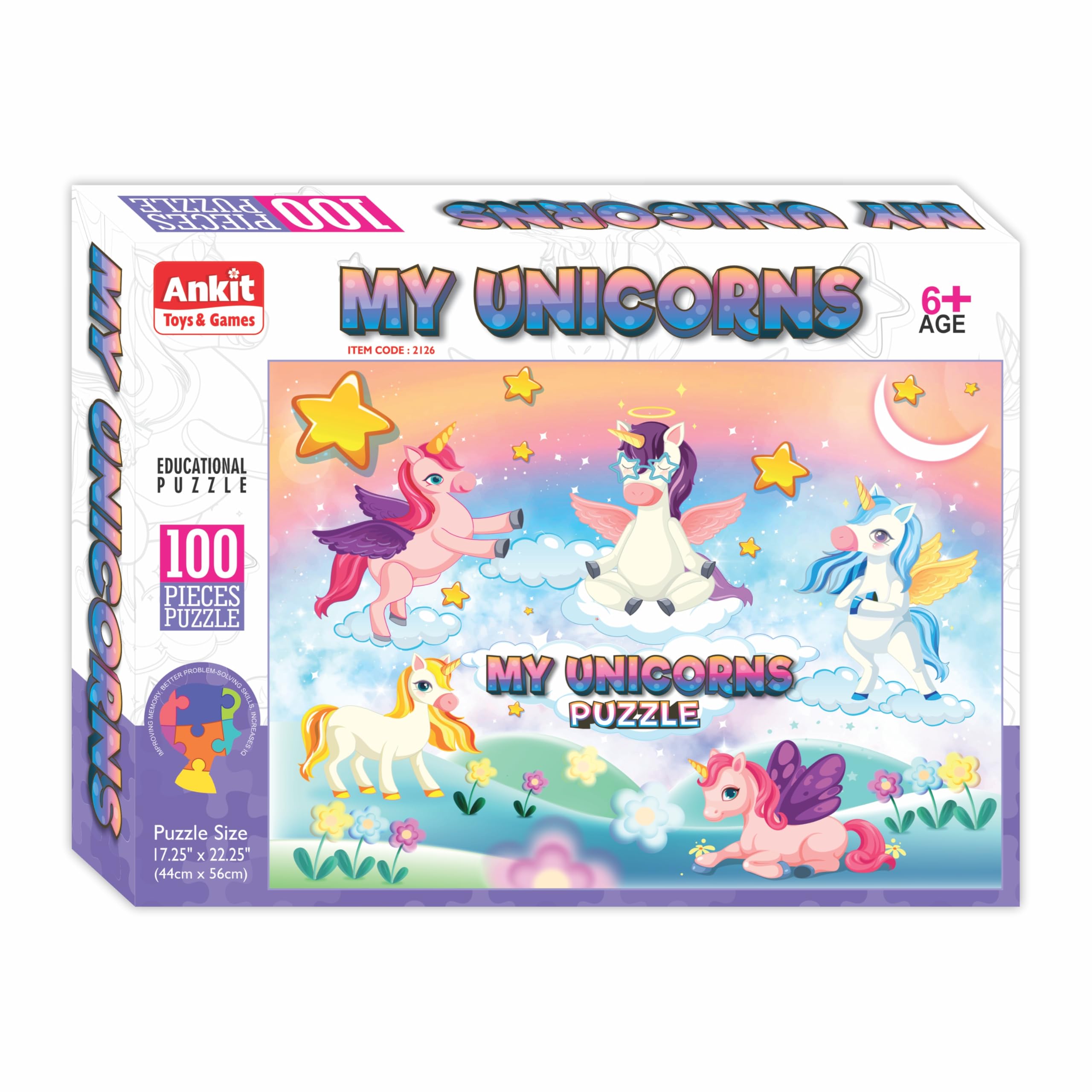 Ankit Toys & Games My Unicorns Jigsaw Puzzle – 100 Pieces Magical Unicorn Themed Puzzles Develops Spatial Awareness Ideal for Solo Play and Family Fun Durable & Learning Toy for Kids and Adults Age 6+ (B0C76N3Q4S) Amazon Price History, Amazon Price Tracker