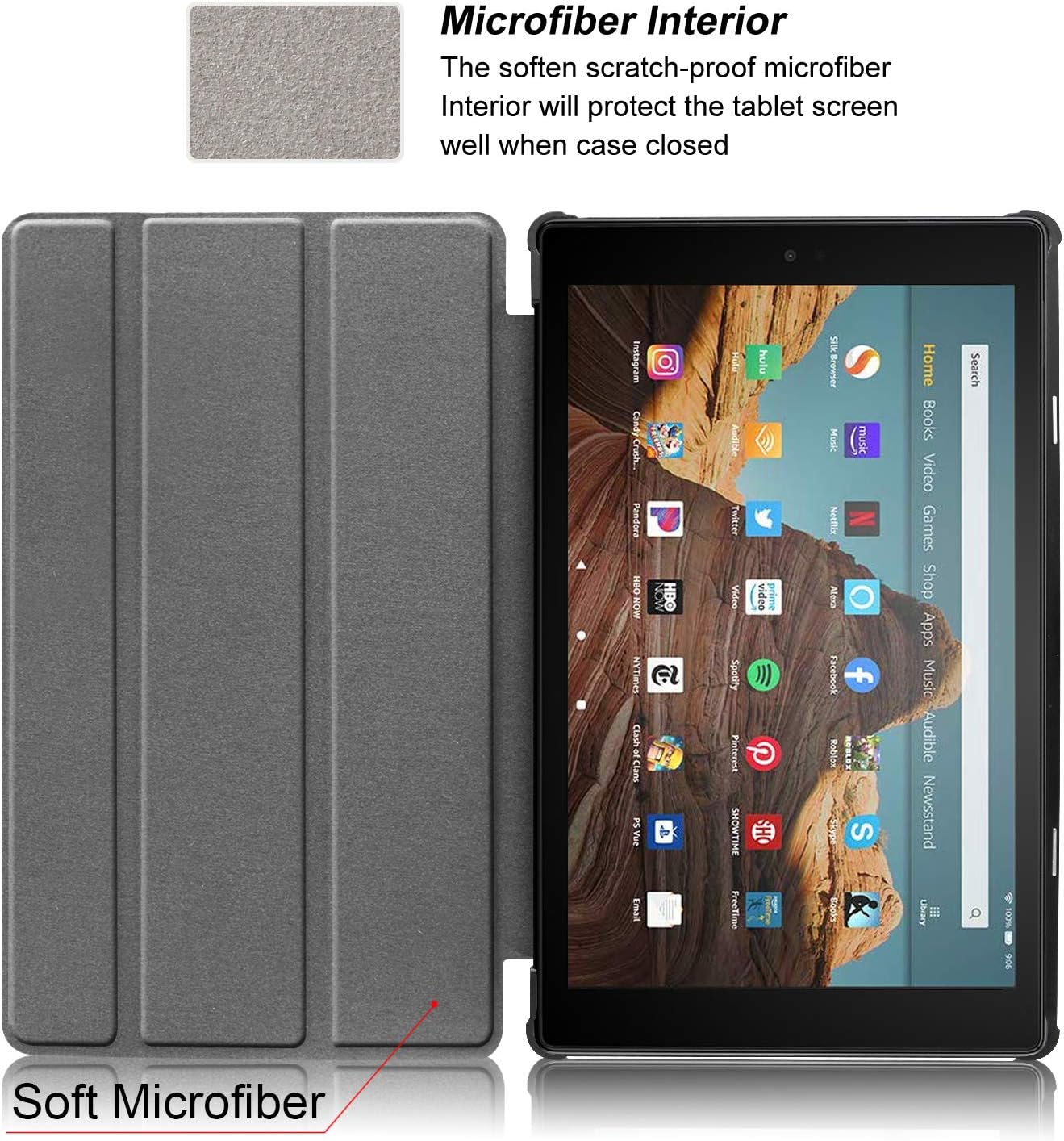 Famavala Shell Case Cover Compatible with 10.1" All-New Amazon Fire HD 10 Tablet [7th / 9th Generation, 2017/2019 Release] (LightBlue)